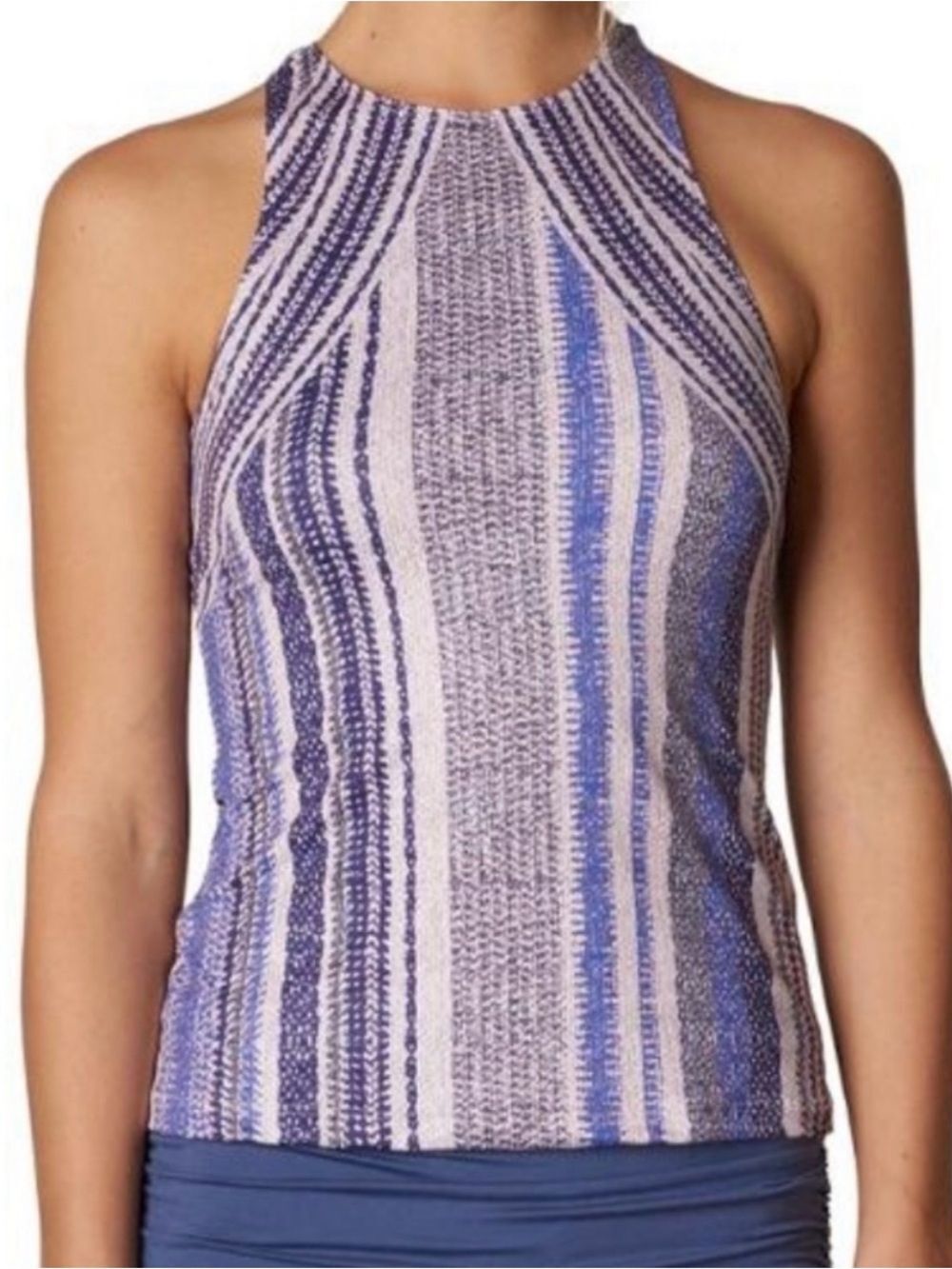 prAna Boost Printed Yoga Tank Top Blue Purple Racerback Athleisure Lightweight